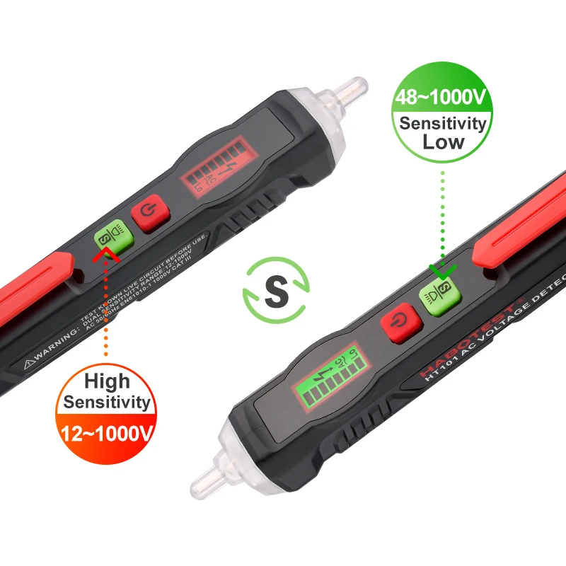 

HABOTEST Non-Contact AC Voltage Tester Detector Pen Tester Electrician Tools Wiring Checker Live Wire Tester Plug Socket Test
