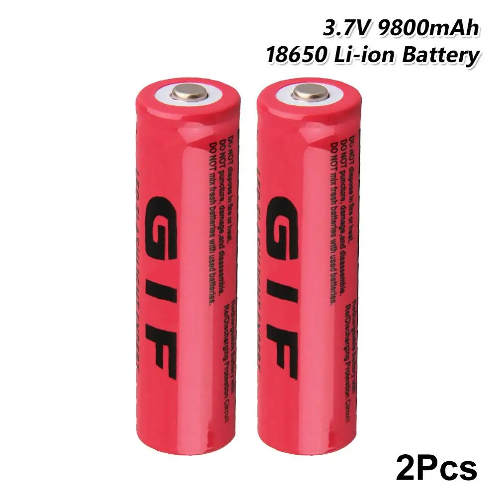 3 7 V батарея 2 шт. литий ионная 9800mAh большой Ёмкость Перезаряжаемые GTF 18650 ионный