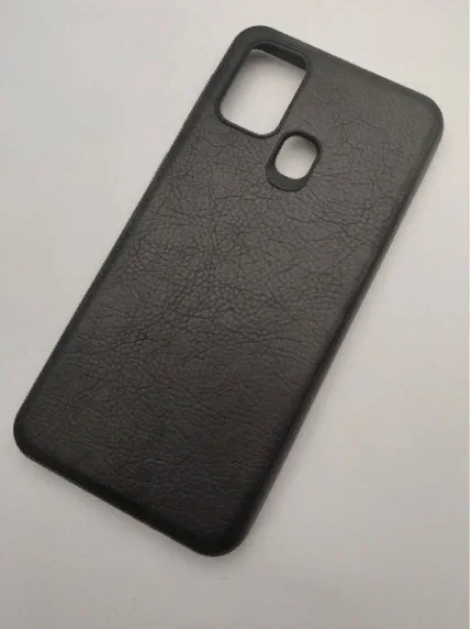 Силиконовый чехол для Samsung M31 черный искусственная кожа \ самсунг М31 | Мобильные