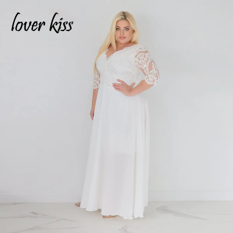 

Женское свадебное платье Loverkiss, ТРАПЕЦИЕВИДНОЕ ПЛАТЬЕ с кружевным лифом, V-образным вырезом, пляжное платье невесты, индивидуальный пошив