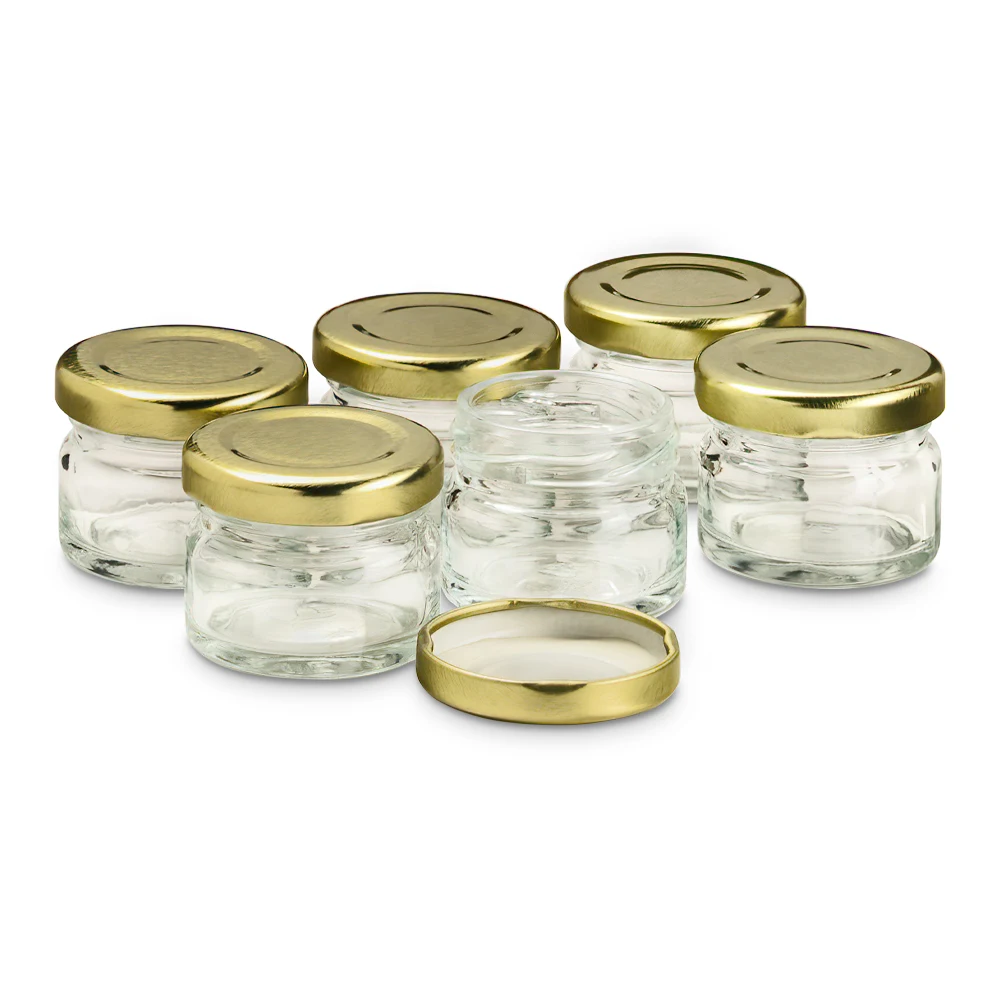 Банка 25 мл в комплекте с металлической крышкой ТО43. Набор из 6 штук.