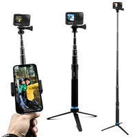 telesin 6 in 1 extendable aluminum alloy selfie stick extension monopod with rotating clip tripod stand for gopro hero 9 hero10