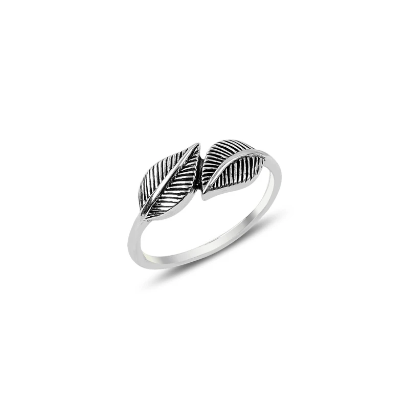 

Silver 925 Sterling Oxidized Leaf Ring