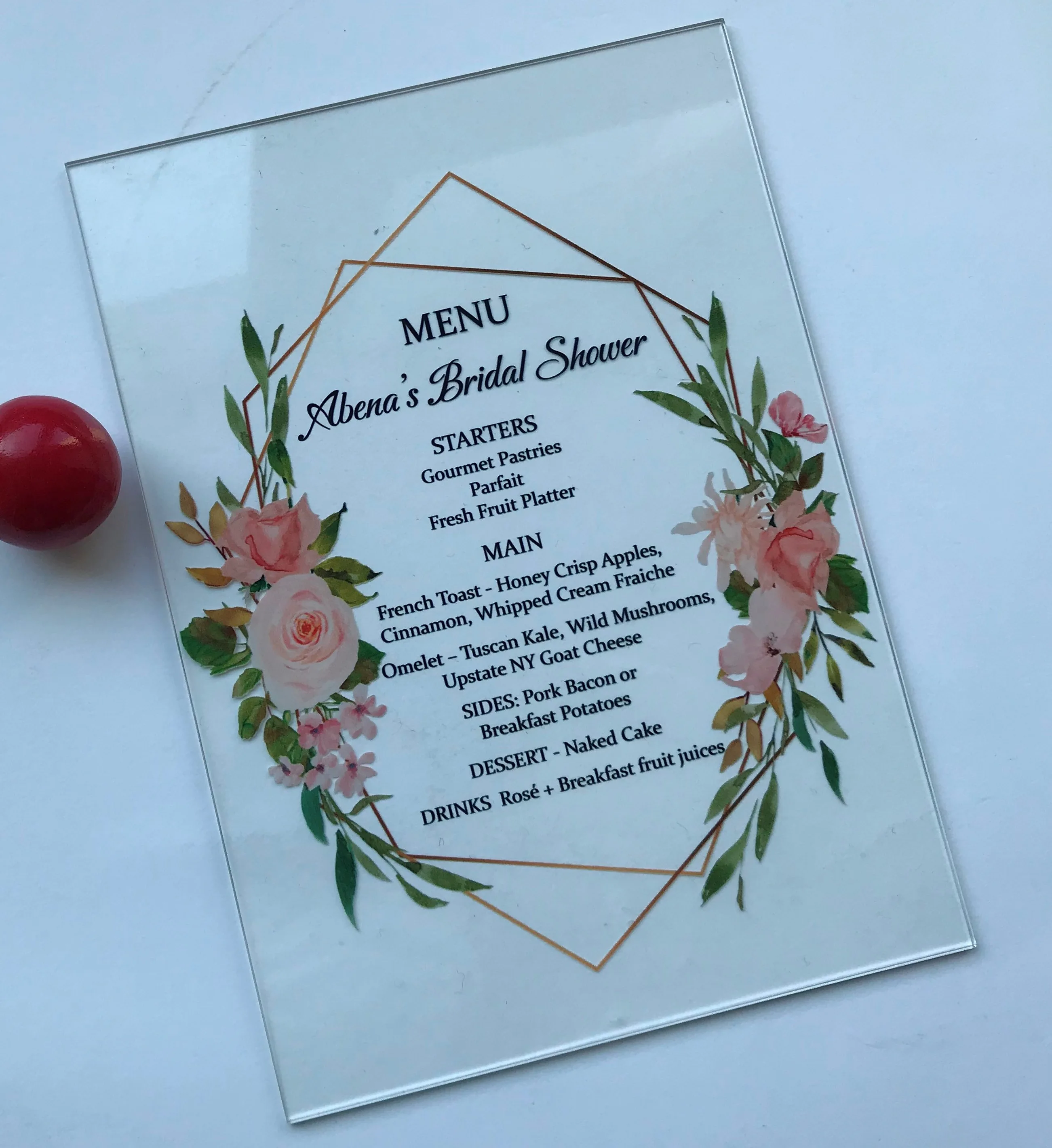 Бесплатная доставка 10 шт. акриловых свадебных приглашений открыток меню на заказ