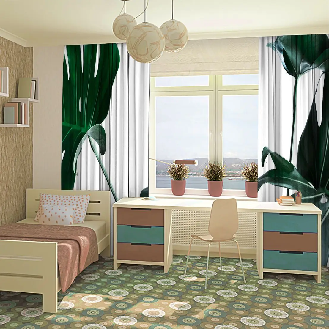 Занавес листья монстеры тропические растения Крытый сад естественное украшение