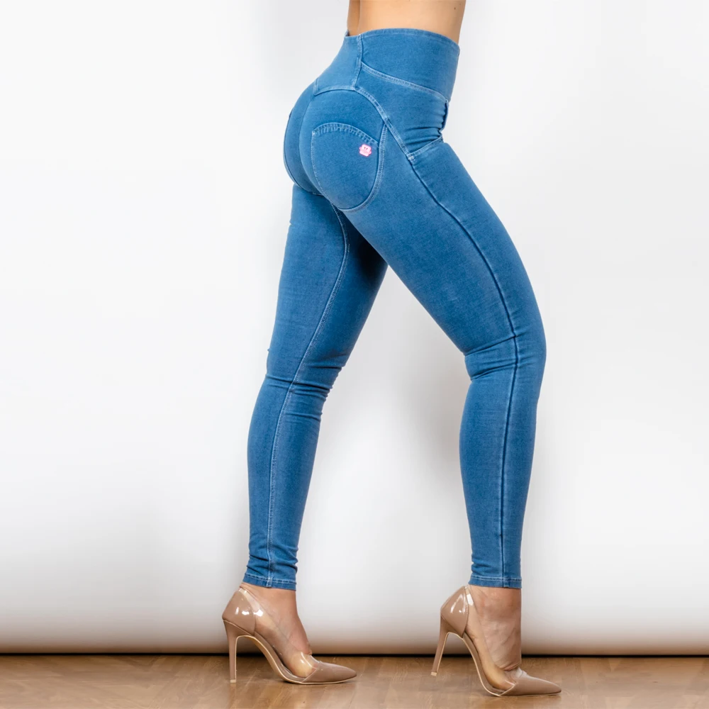 

Shascullfites Gym And Shaping Jeans Leggings Womens Stretch Jeans Elastic Waist Denim Tights Compression