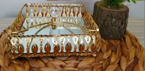 

Замечательный подарок на свадьбу, День матери, день рождения, потрясающий декор, золотой цвет, зеркальный держатель для салфеток