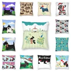 Квадратная наволочка для подушки с принтом скотти и павлинов, 3D двухсторонняя наволочка для подушки с изображением шотландского терьера для дивана