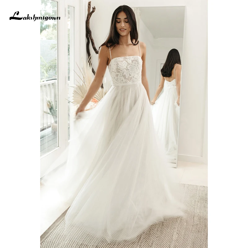 

Очаровательные свадебные платья-трапеции 2022 без рукавов на молнии без бретелек с сетчатой аппликацией кружевные платья