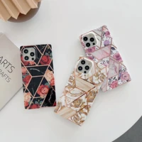 splicing flower marble flower case for iphone 12 mini 11 pro max case soft imd phone back cover for coque iphone xs max xr 7 8