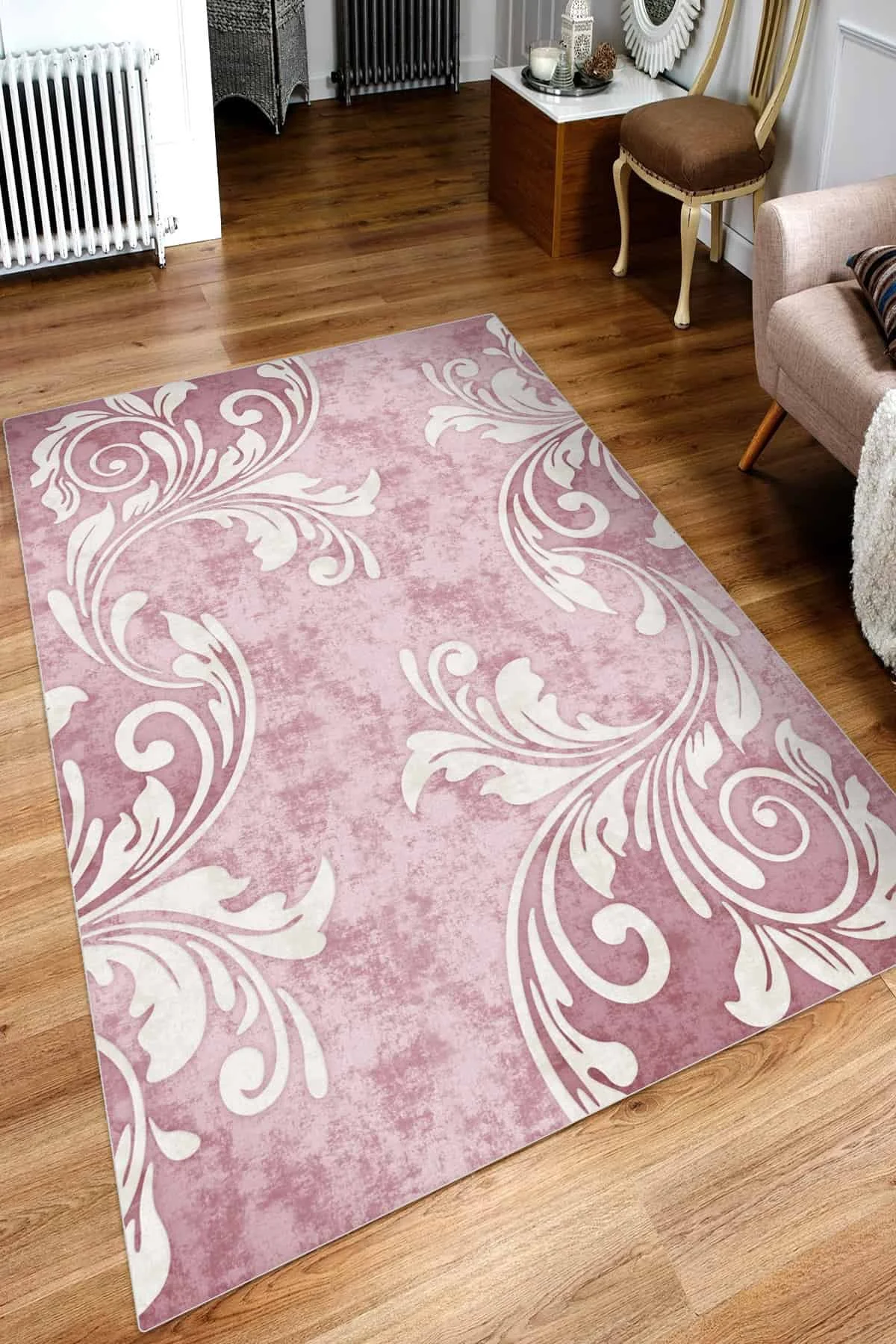 

Rug Carpet Living Room Turkish Workmanship Pink & White Durable Soft Thick Home Textiles Non-Slip Sole Area Carpet