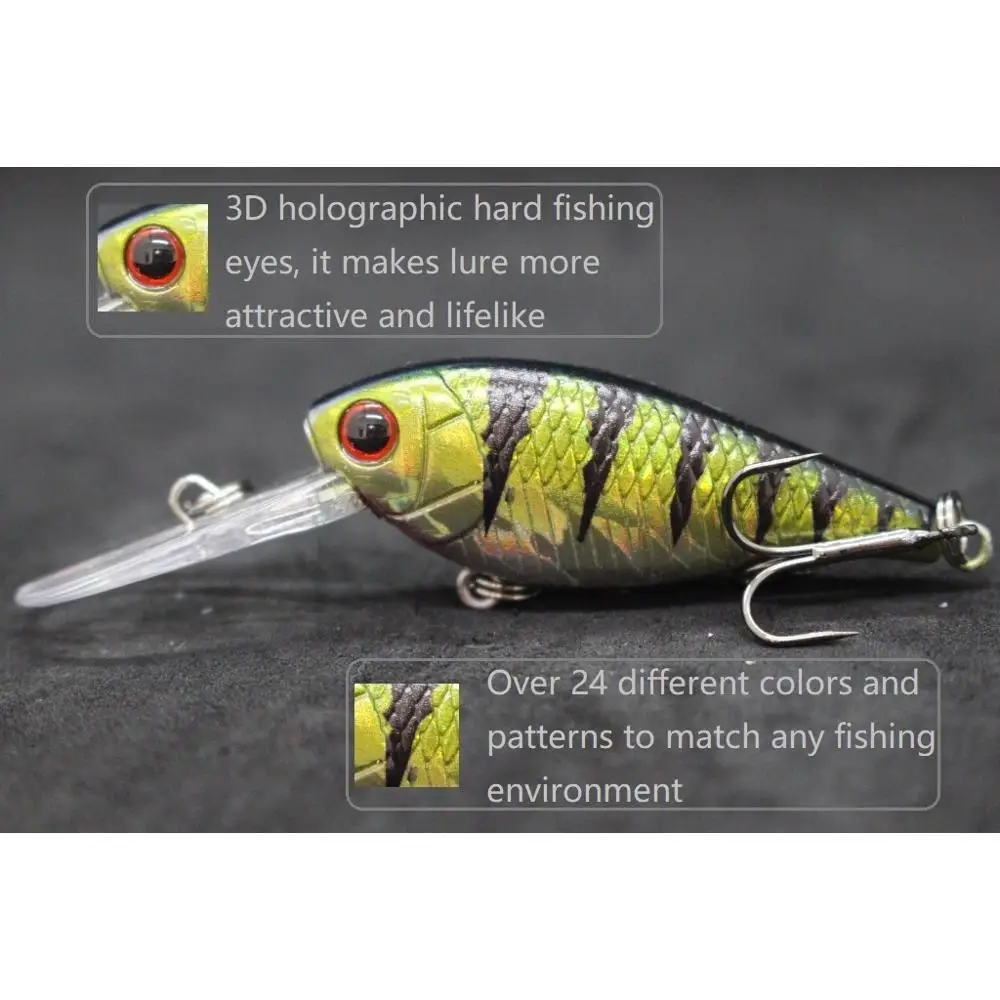 WLure Crankbait Воблер для рыбалки 7г 5см Легкий глубоководный погружатель на 3-4 метра Сильное колебание Epoxy покрытие тройные крючки C549.