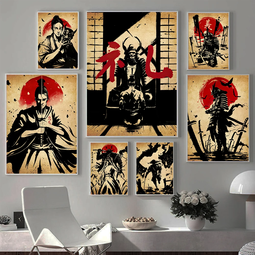

Japanese Samurai Shinobi Posters Ink Bushido Canvas Painting And Prints Decoration Wall Art Pictures For Living Room Home Decor