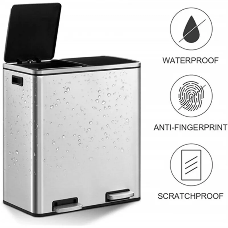 Кухня мусорный бак 16 галлонов мусорное ведро 2 x 30L классифицированы корзина для