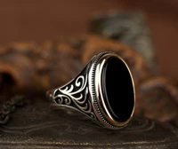 turkish handmade 925k sterling silver jewelry black onyx stone mens ring all size