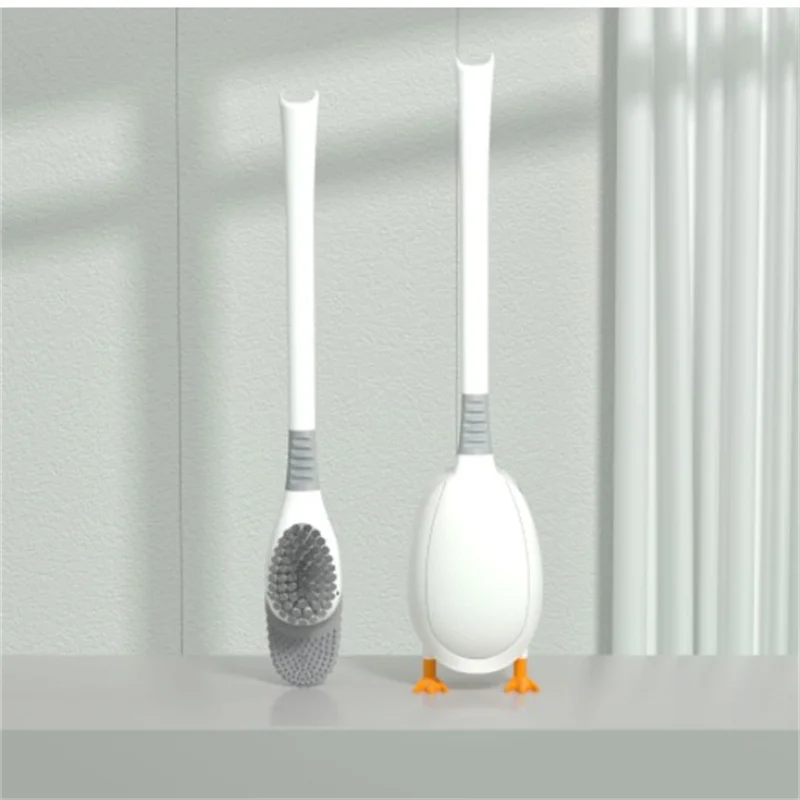 

Diving Duck Toilet Brush TPR Silicone Head Cute Toilet Brush Set Wall-mounted & Floor-Standing Bathroom Cleaning Accessories