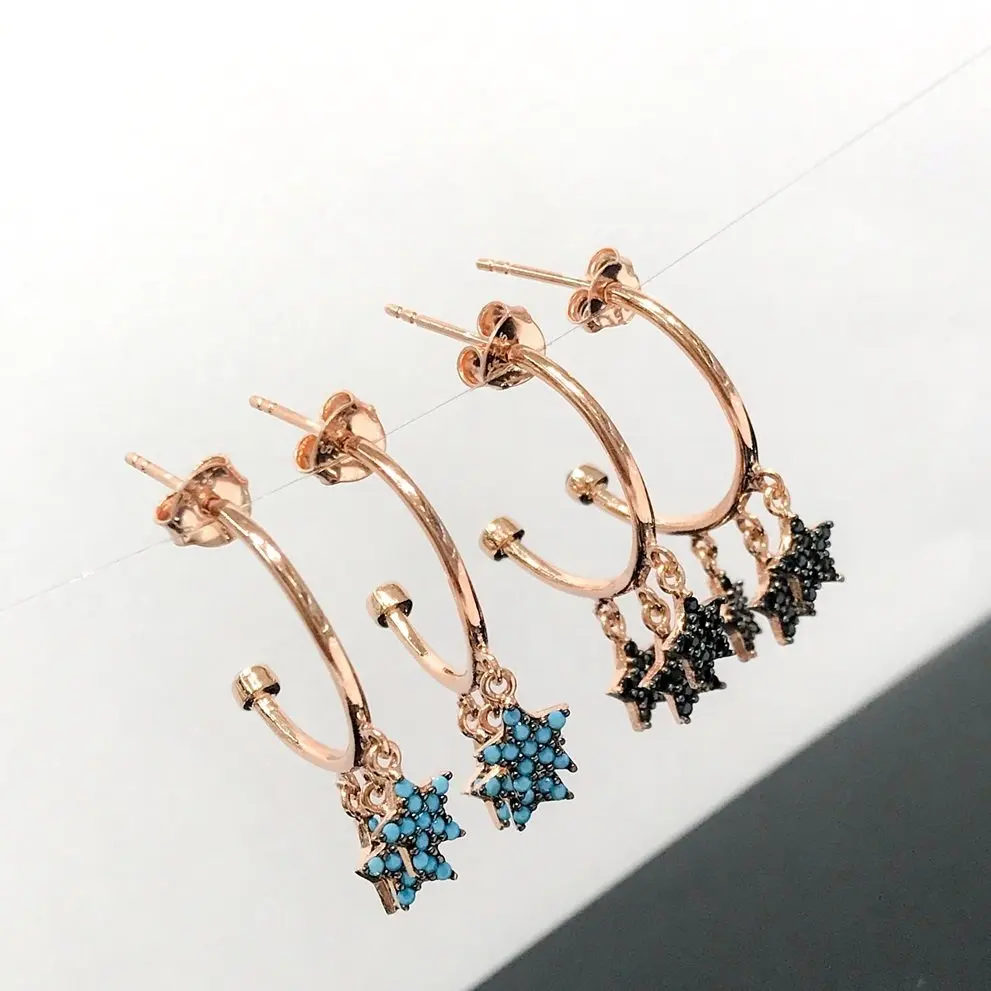 

Star Dangle New Special Design Silver Ring Earrings