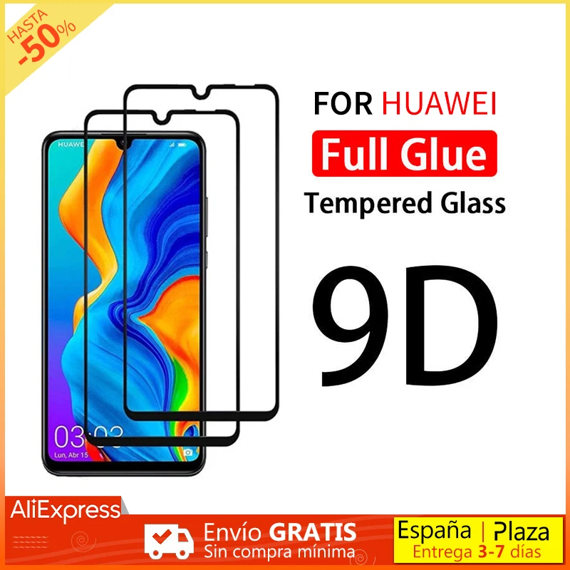 Закаленное стекло 9D для защиты экрана совместимое с Huawei Y5 Y6 Y7 Y8 P20 P30 P40 P smart Plus Z Mate 20