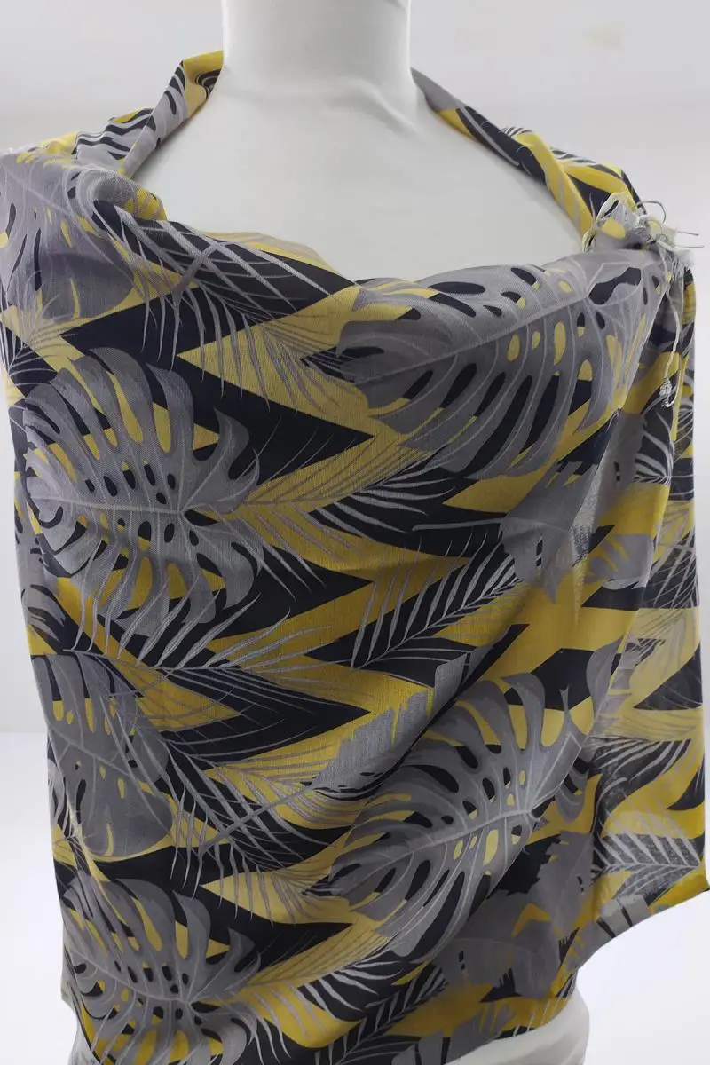 

Leaf Patterned Shawl 2021 Women Spring Models Tassel Neck Scarf Printed Soft Fabric Wrap Casual Hot Sale Scarves Fast Delivery