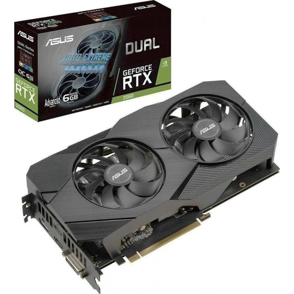 Видеокарта ASUS Dual nVidia GeForce RTX 2060 1725MHz 6144MB 14000MHz 192 bit RTL [DUAL RTX2060 A6G EVO]|Видеокарты| |