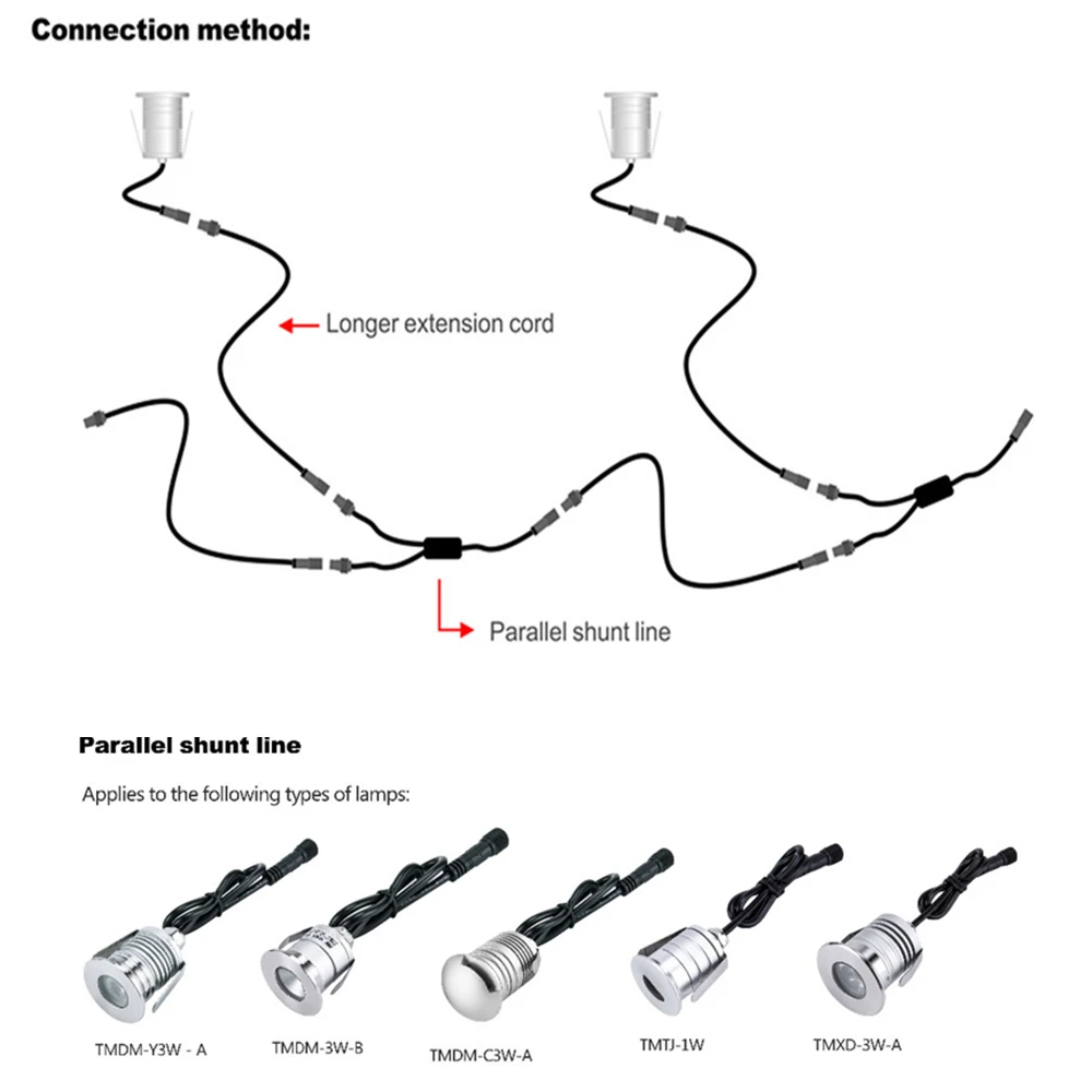 

1Meter Waterproof Cord Led Extension Cable 6 Pcs