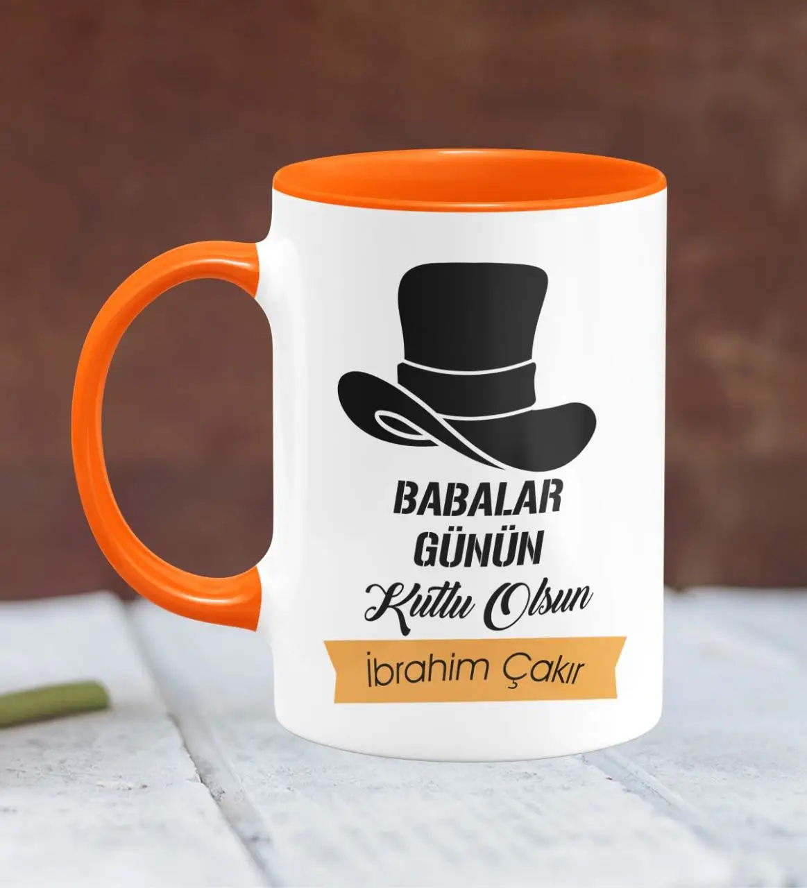 

Personalized Fathers Day Themed Orange Mug Cup 24-368T