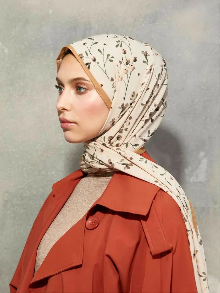 

Flora Series Meadow Flowers Patterned Shawl Gray Comfortable Stylish Hijab Turkish Made Muslim Fashion Modest Clothing Hijab