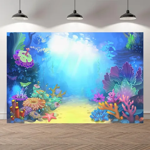 NeoBack под водой море с рисунком «маленькая русалочка» кровать Caslte кораллы принцессы фон для фотосъемки с изображением маленьких для вечеринки, дня рождения фото Фоны