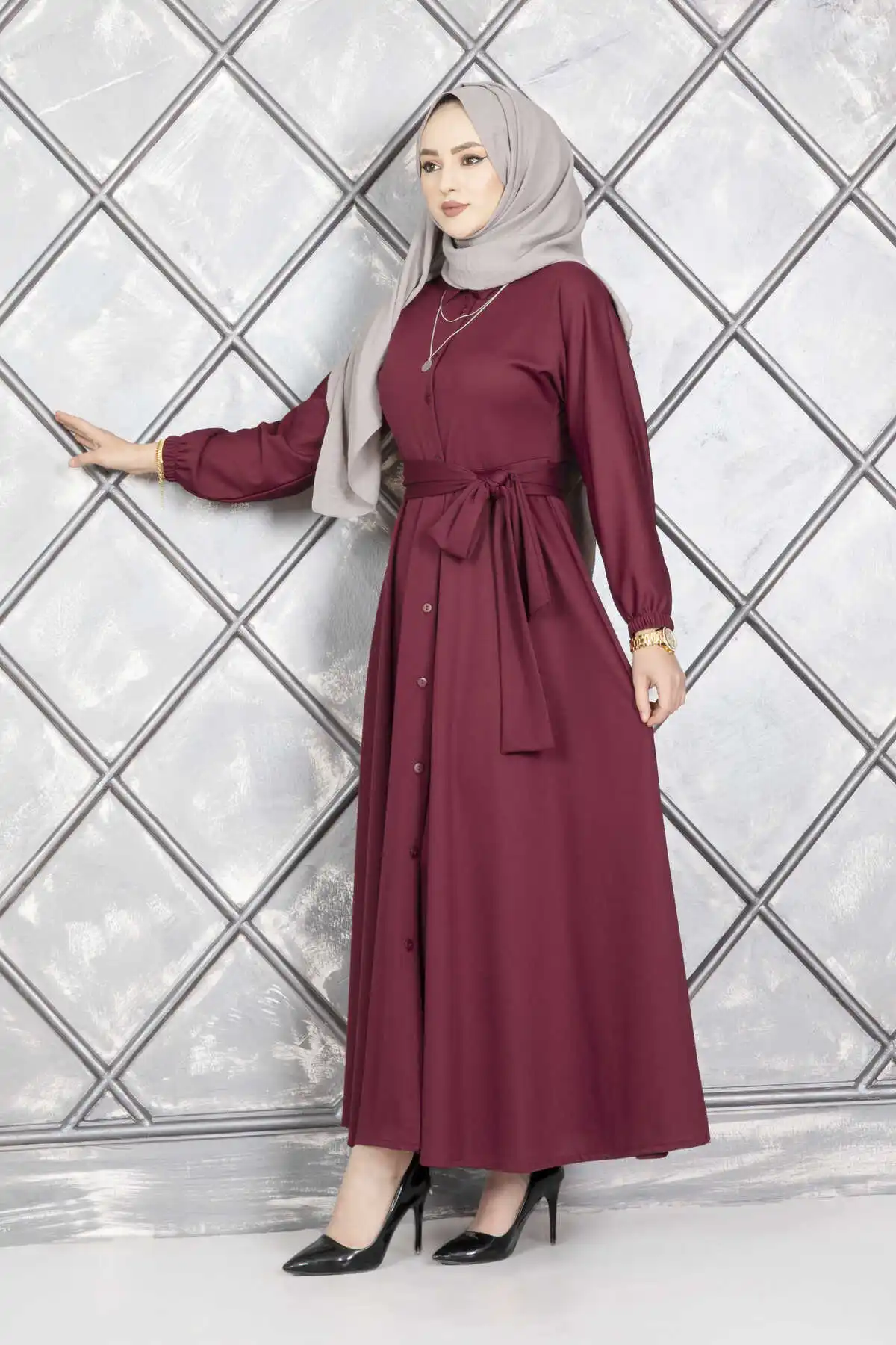 

Belted Veiling Dress Islamic Clothing Turkish Dresses Modest Fashion Abaya Tunic Hijab Modest Dress