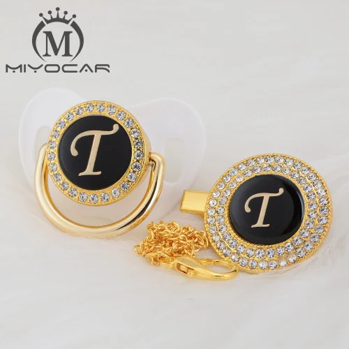 LT-2 6-18M MIYOCAR имя инициалы буквы T элегантный Серебряный bling соска и пустышка Клип BPA бесплатно пустышка bling уникальный дизайн SGS пройти LT - Цвет: LT-2 6-18M