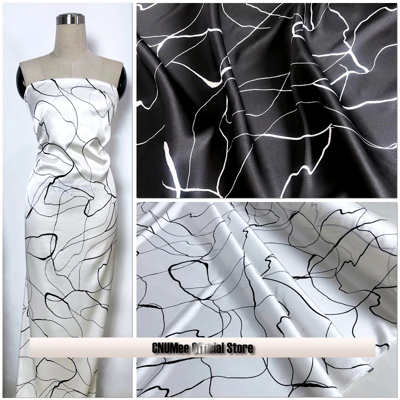 

CNUM SP948 Pure Silk/ Lines /Silk Fabric 92% Silk 8% Spandex Elastic/ W: 1.18yd Thickness 19momme/ Sold by meter