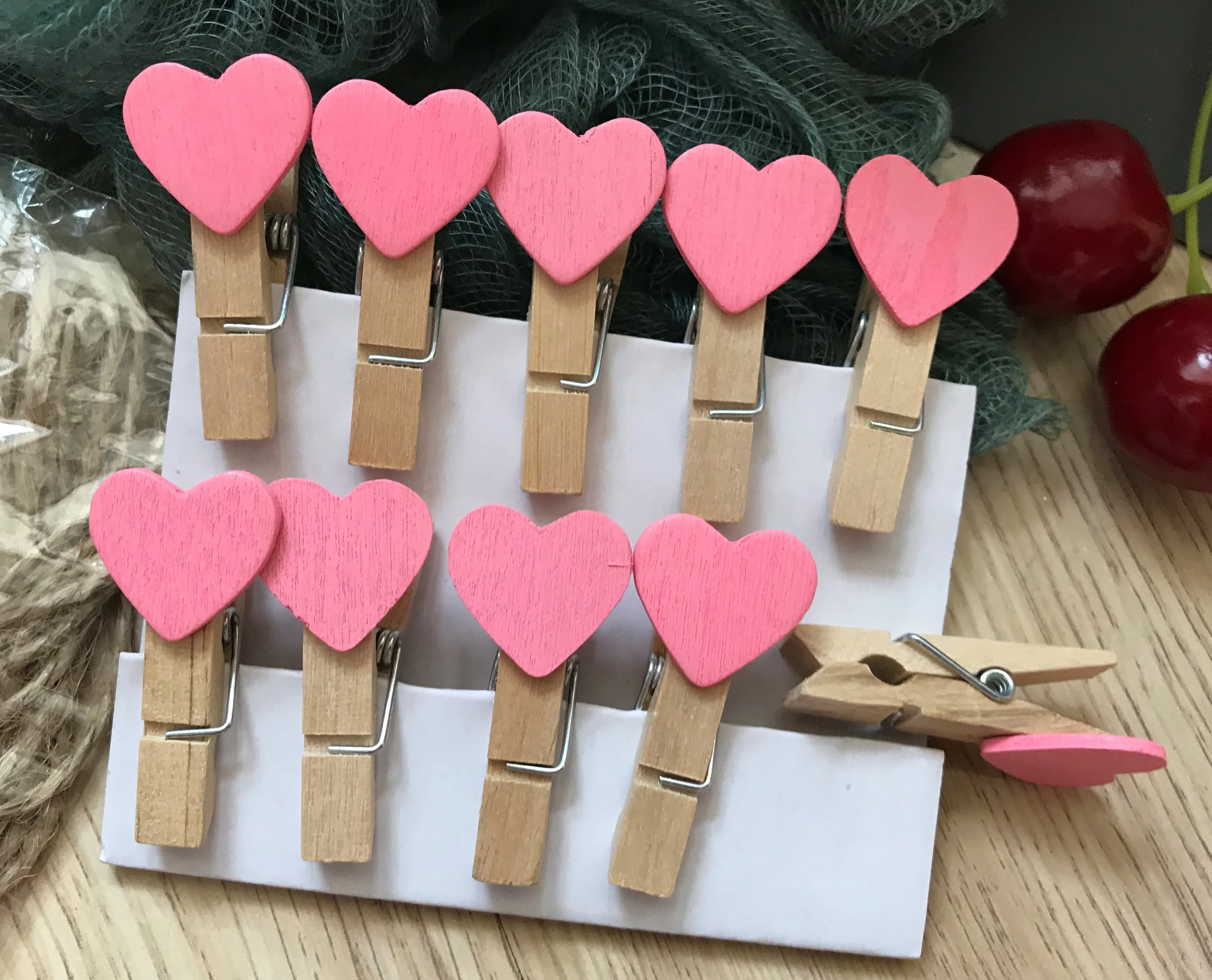 30 шт. Романтическая любовь деревянная в форме сердца зажимы ремесла фото бумаги