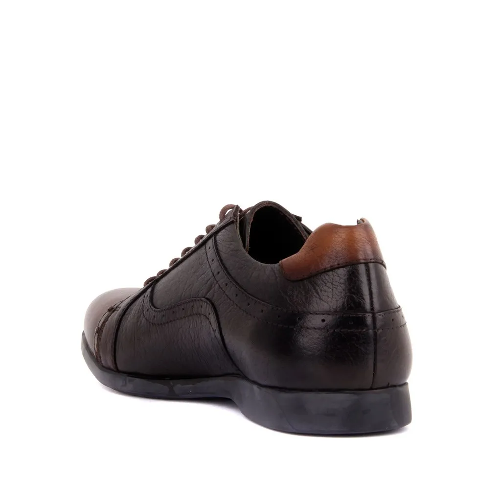 Sail Lakers-Tan, Dark Green Leather Man Casual Shoes