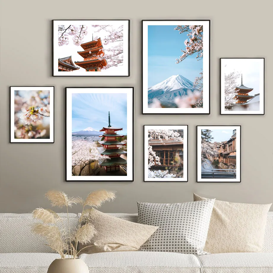 Современный пейзаж вишневый цвет вулкан настенная Картина на холсте