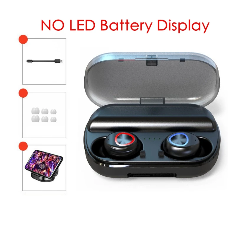 No LED Display TWS Bluetooth наушники с микрофоном светодиодный дисплей беспроводные Bluetooth наушники водонепроницаемые шумоподавляющие гарнитуры - Цвет: No LED Display
