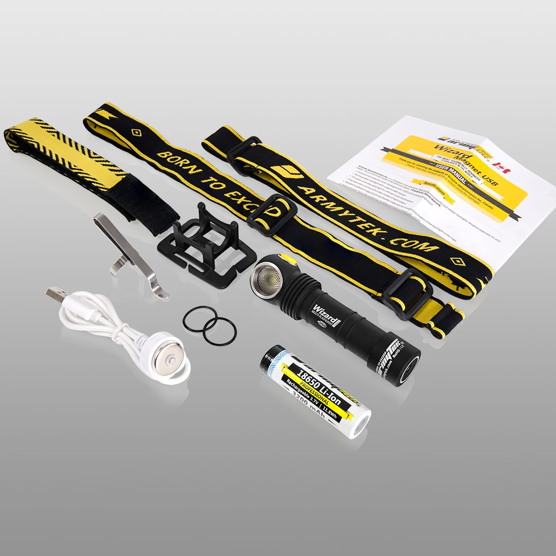Налобный фонарь Armytek Wizard Pro v3 XHP50 Магнитный USB Перезаряжаемый Фонарь 18650 литий-ионный аккумулятор в комплекте