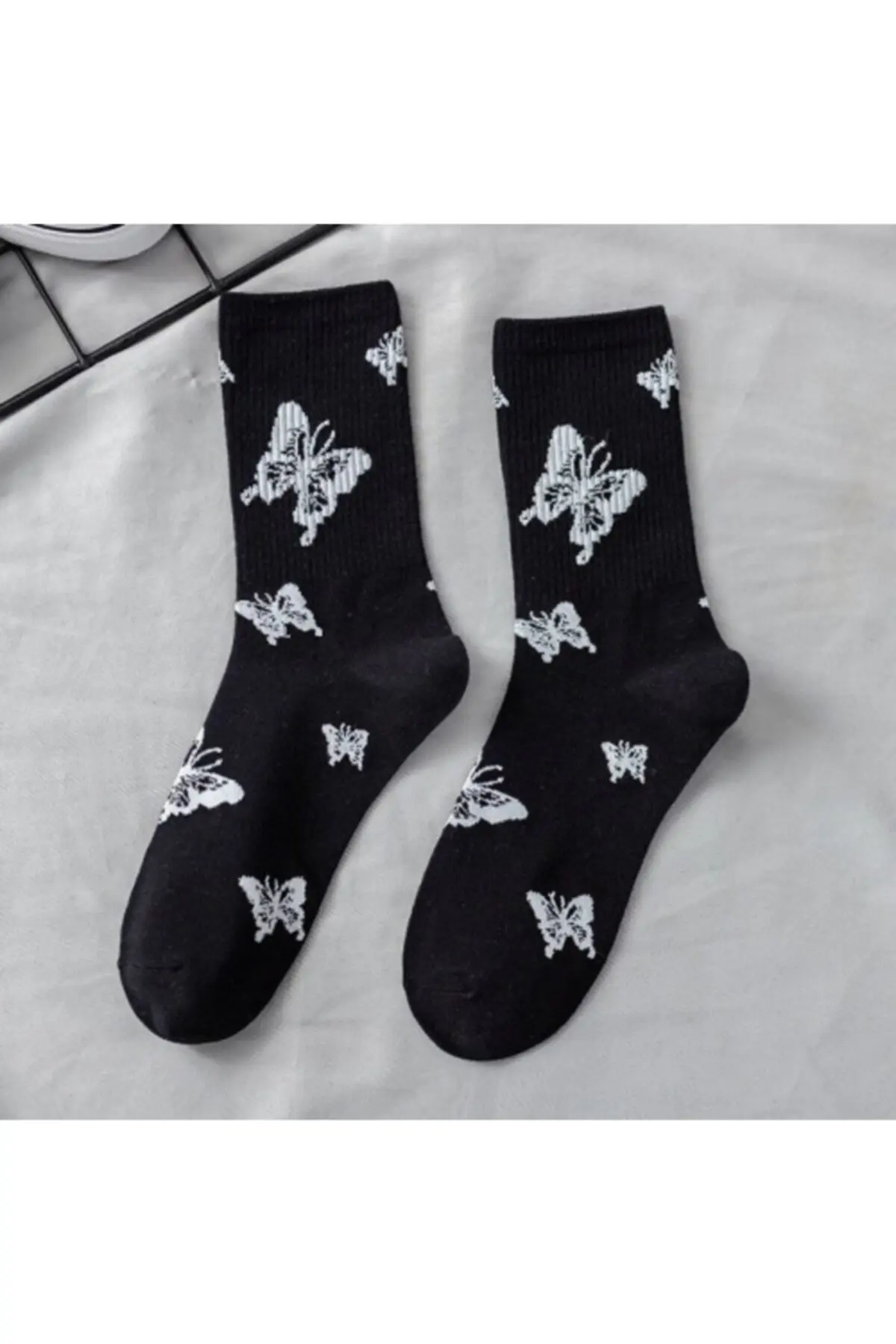 6 Pairs of Butterfly Multicolored Cotton College Tennis Socks