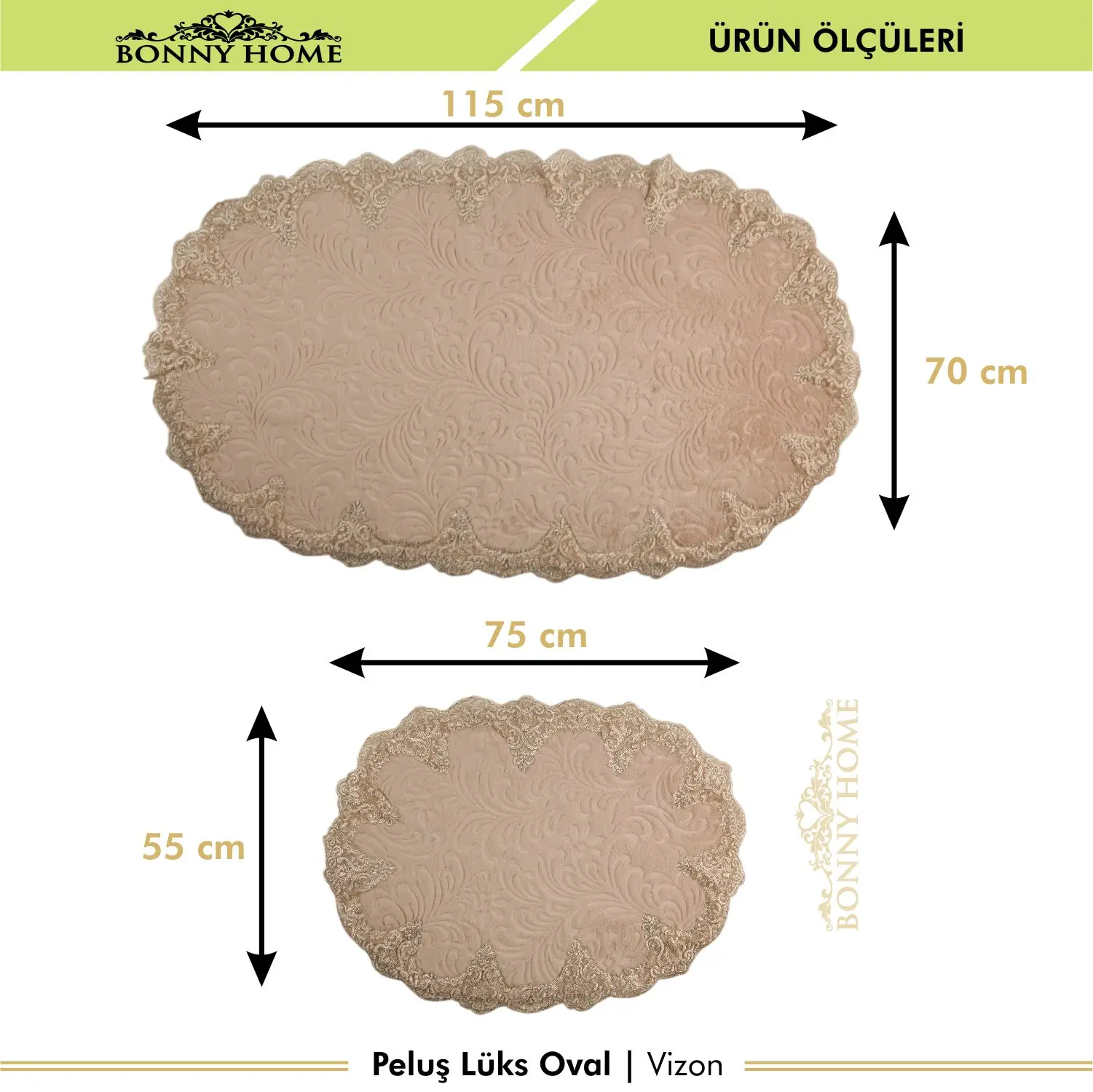 Prezzo Bonny Home Plush Lux Ovale Beige 2 Pezzi Tappetino Da Bagno In Pizzo Set Antiscivolo Lusso Doccia Wc Tappeto Da Bagno