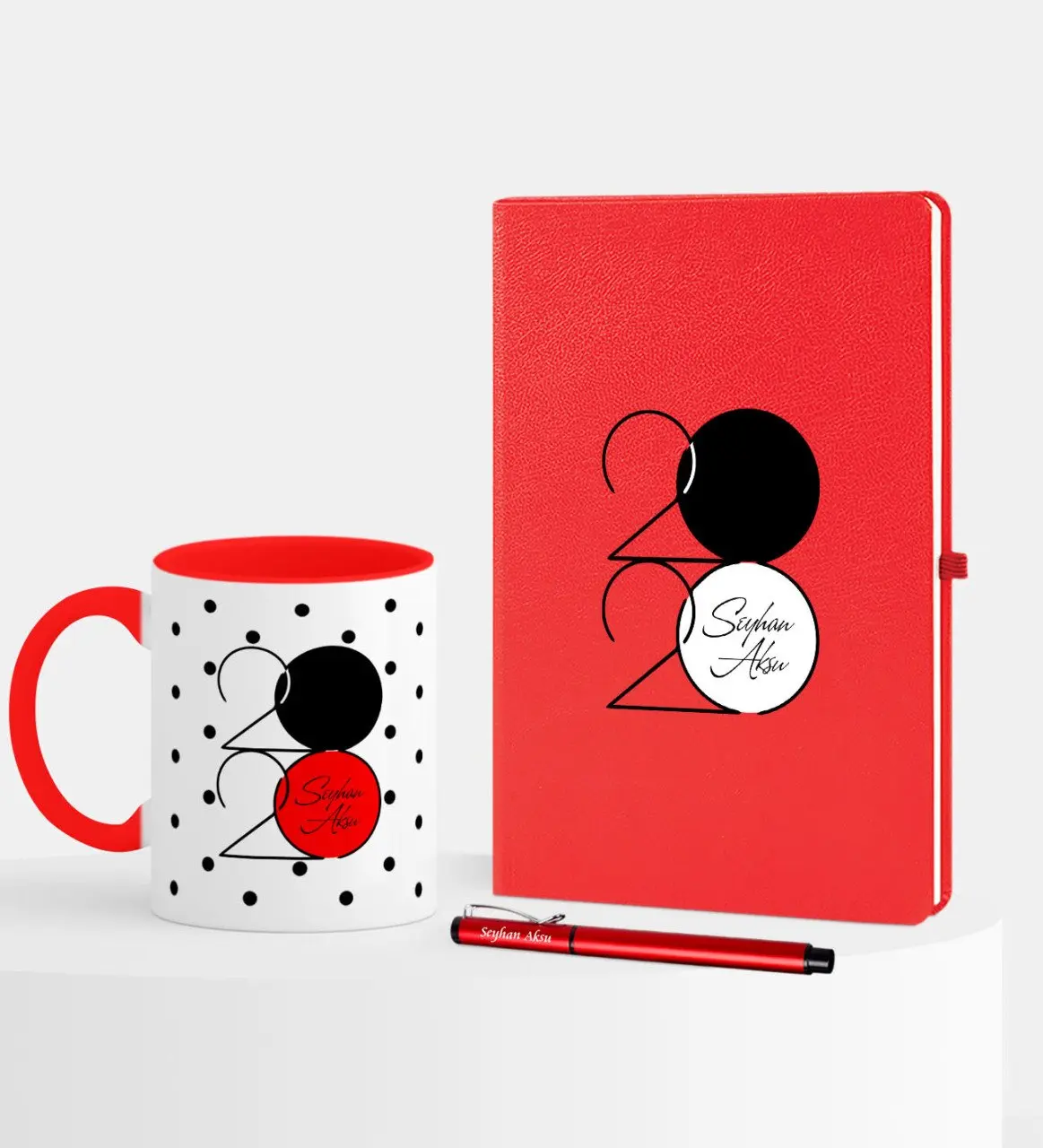 

Personalized Christmas 2020 Themed Red Notebook Pen Mug Set-1