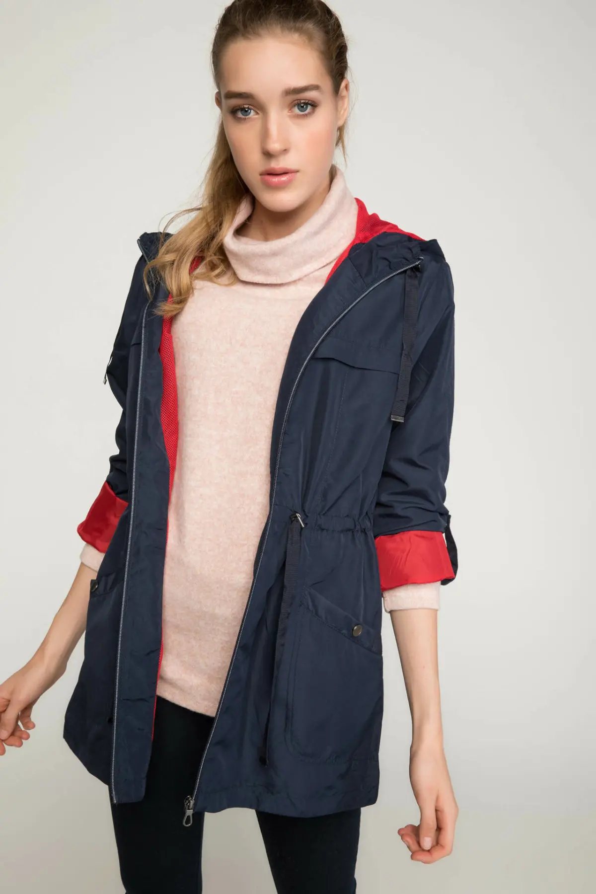 DeFacto женская модная тонкая куртка с капюшоном пальто карманами повседневная