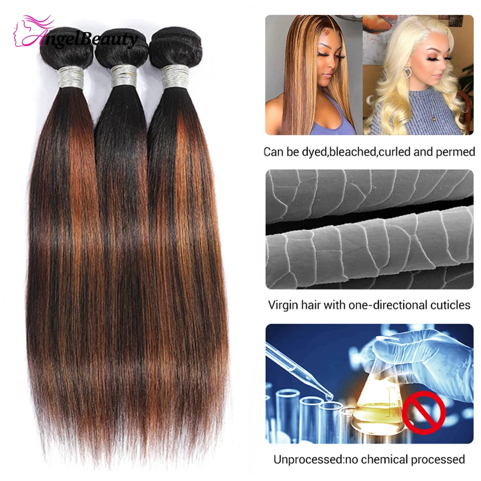 30 32 Inches 1B/30 Highlight Bundles Ombre Straight Human Hair Bundles Extensions Blonde Brazilian Weave 1 3 4pcs Remy 10A Hair