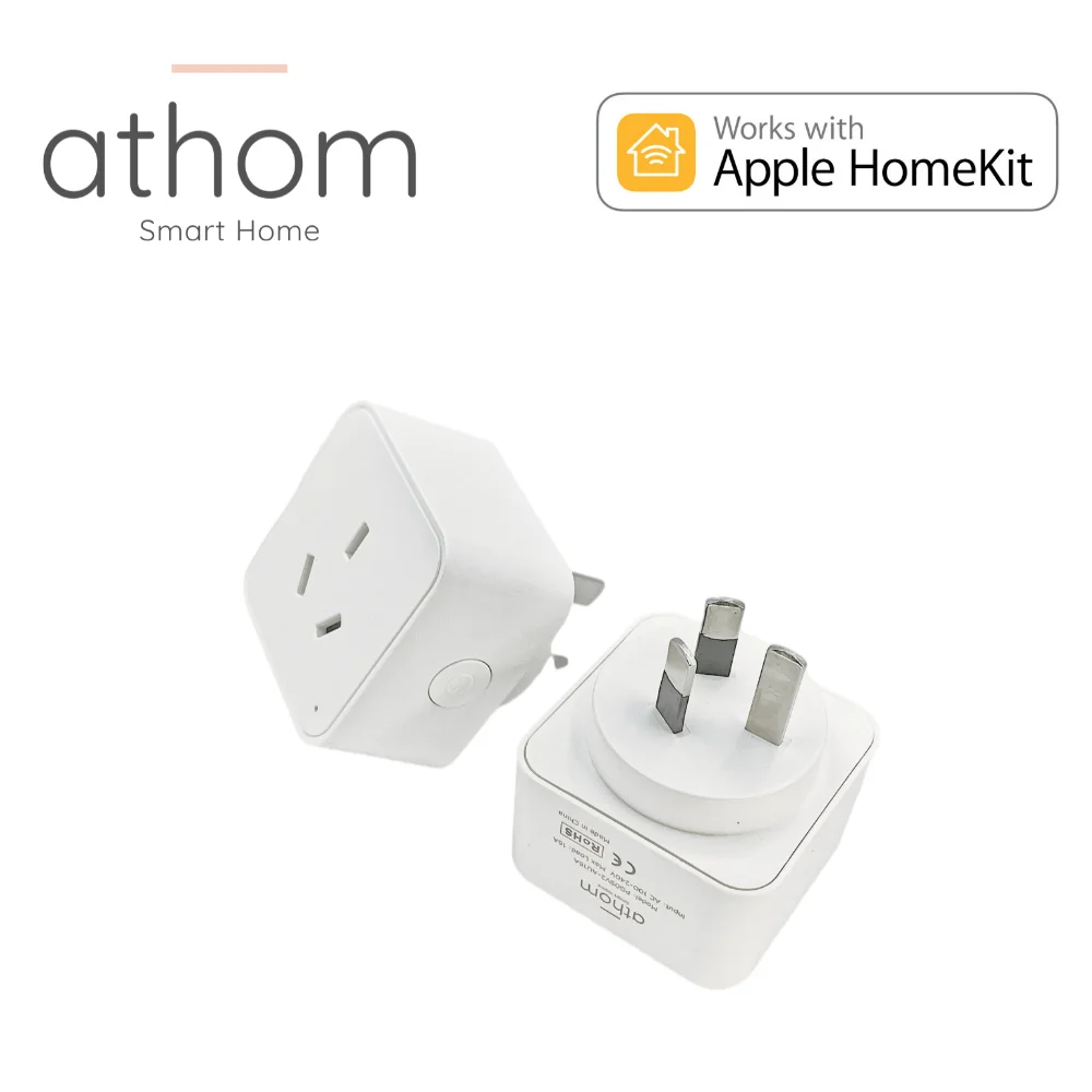 

ATHOM AU Homekit WiFi Socket Timing Siri Voice Remote Control Plug Australia 16A Home Automation
