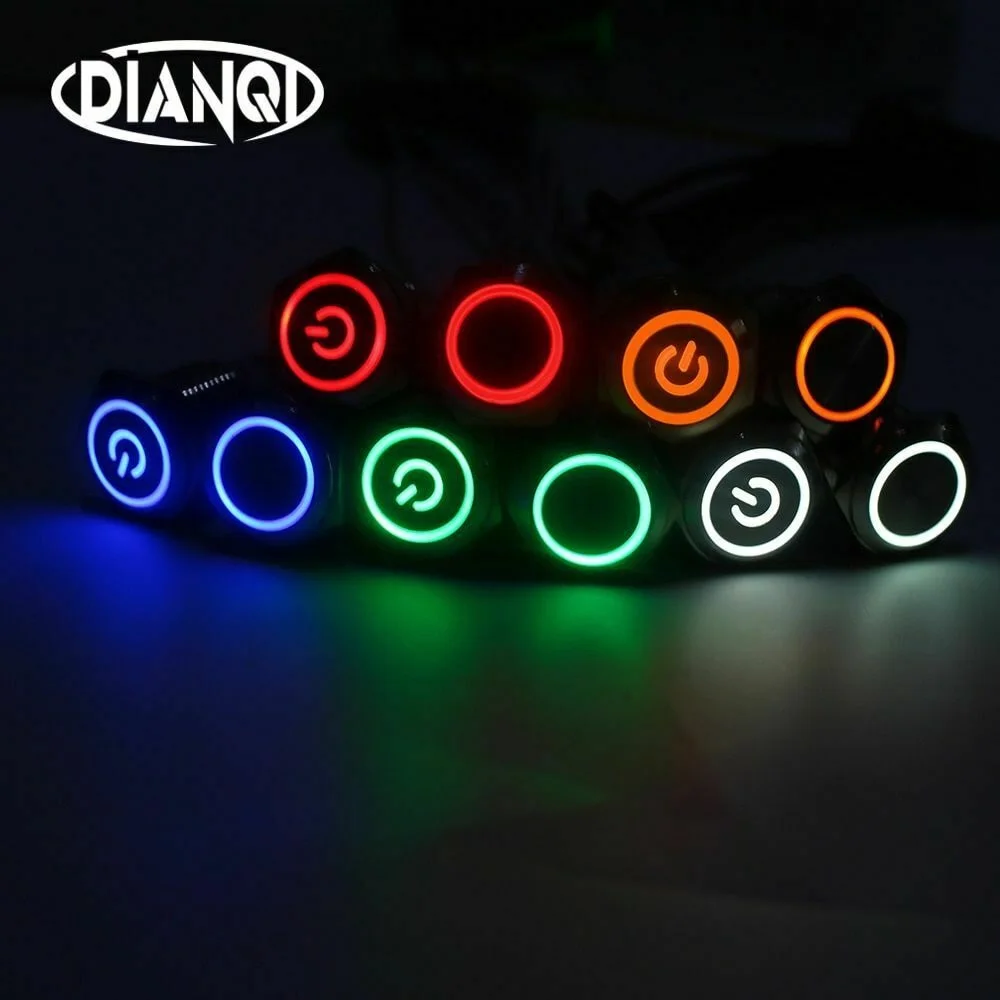 Металлический кнопочный выключатель питания Водонепроницаемый 16 мм