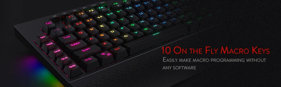 Механическая игровая клавиатура Redragon K586 Brahma RGB с 10 дополнительными встроенными большие клавиши, выделенный медиа-контроль, синие переключатели