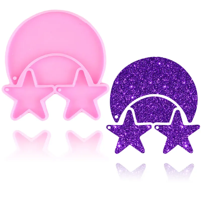 Disney Moon Star Shape Earring Molds Keychain Silicone Mold Necklace Epoxy Resin Mould Cupcake Chocolate Candy Fondant Moulds |