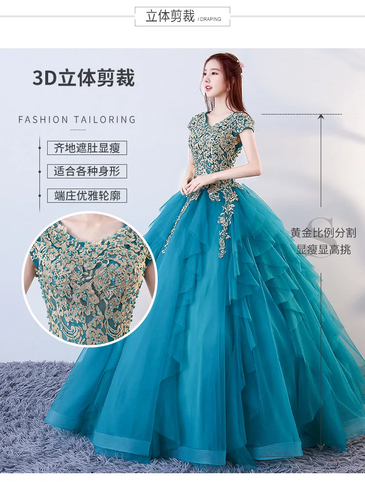 

CloverBridal 2021 Pearls Embroidery Peacock Quinceanera Dress Birthday Ball Gown Short Sleeves vestidos de 15 años WQ9788