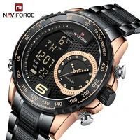 naviforce luxury 2022 watch men stainless steel digital sport chronograph quartz wrist watch dual time luminous waterproof clock