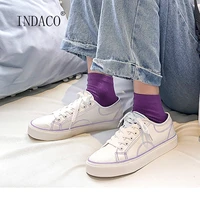 2021 spring summer women canvas shoes white breathble flat lace up sport shoes casual size 40