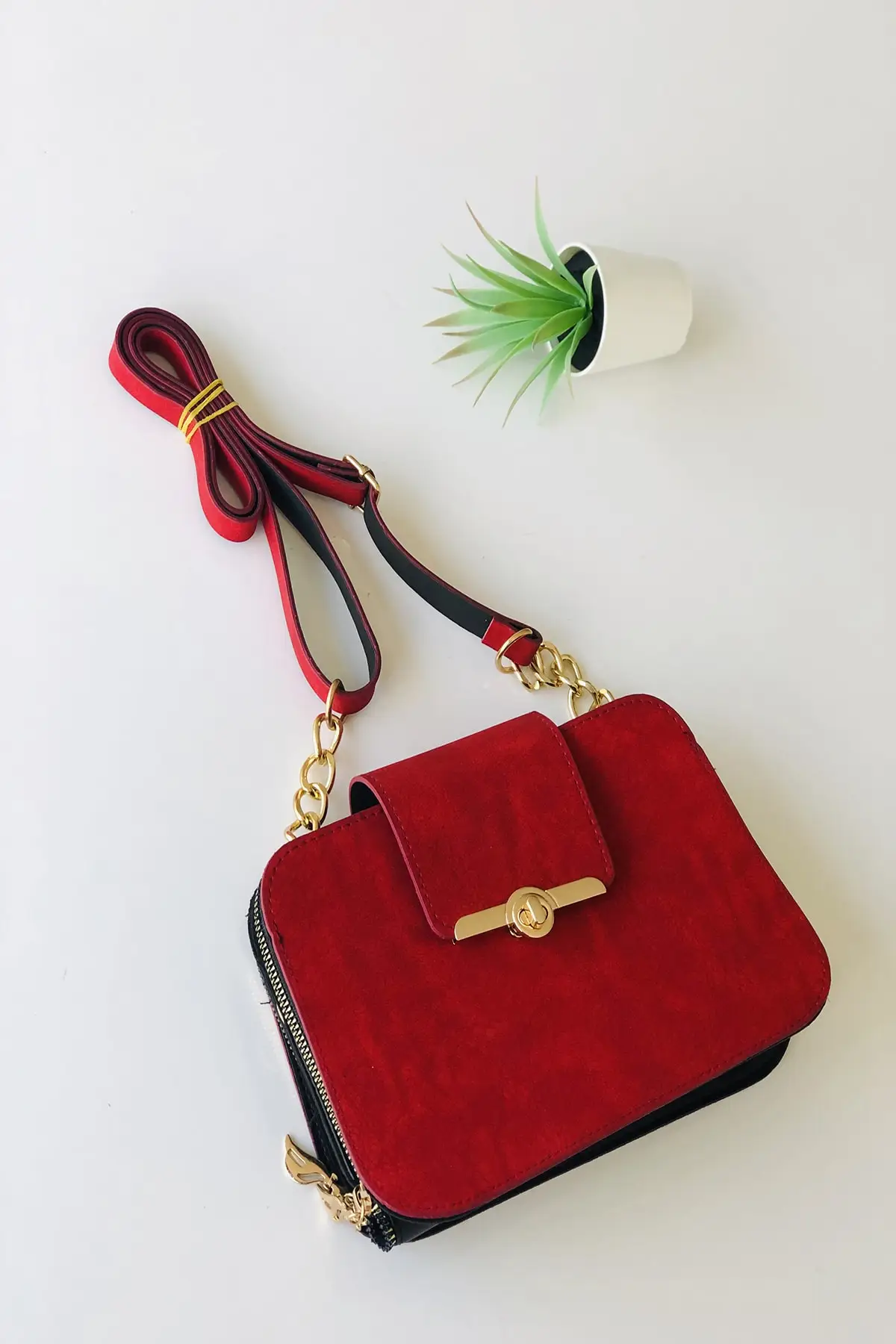

Women's Half Chain Strap Lock Detailed Shoulder Bag-TURKISH