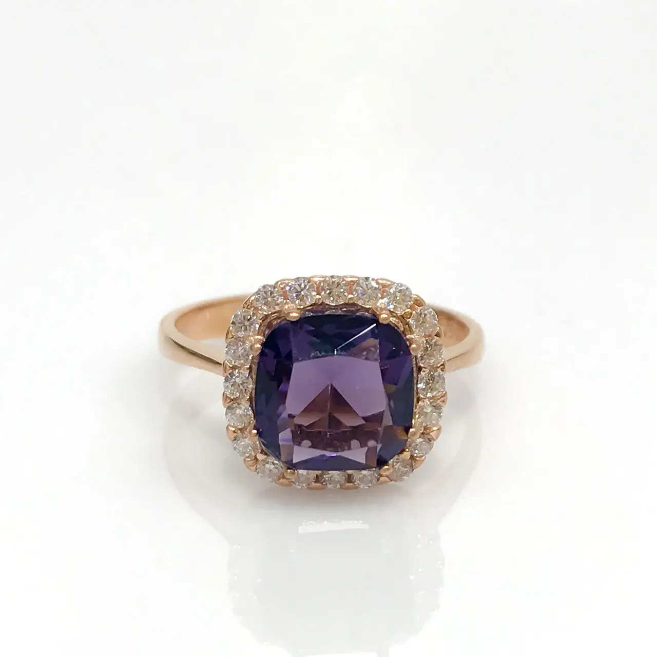 Аметист Камень Алмазная огранка стиль серебряное женское кольцо | Украшения и